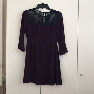 Purple and black three-quarter sleeve dress